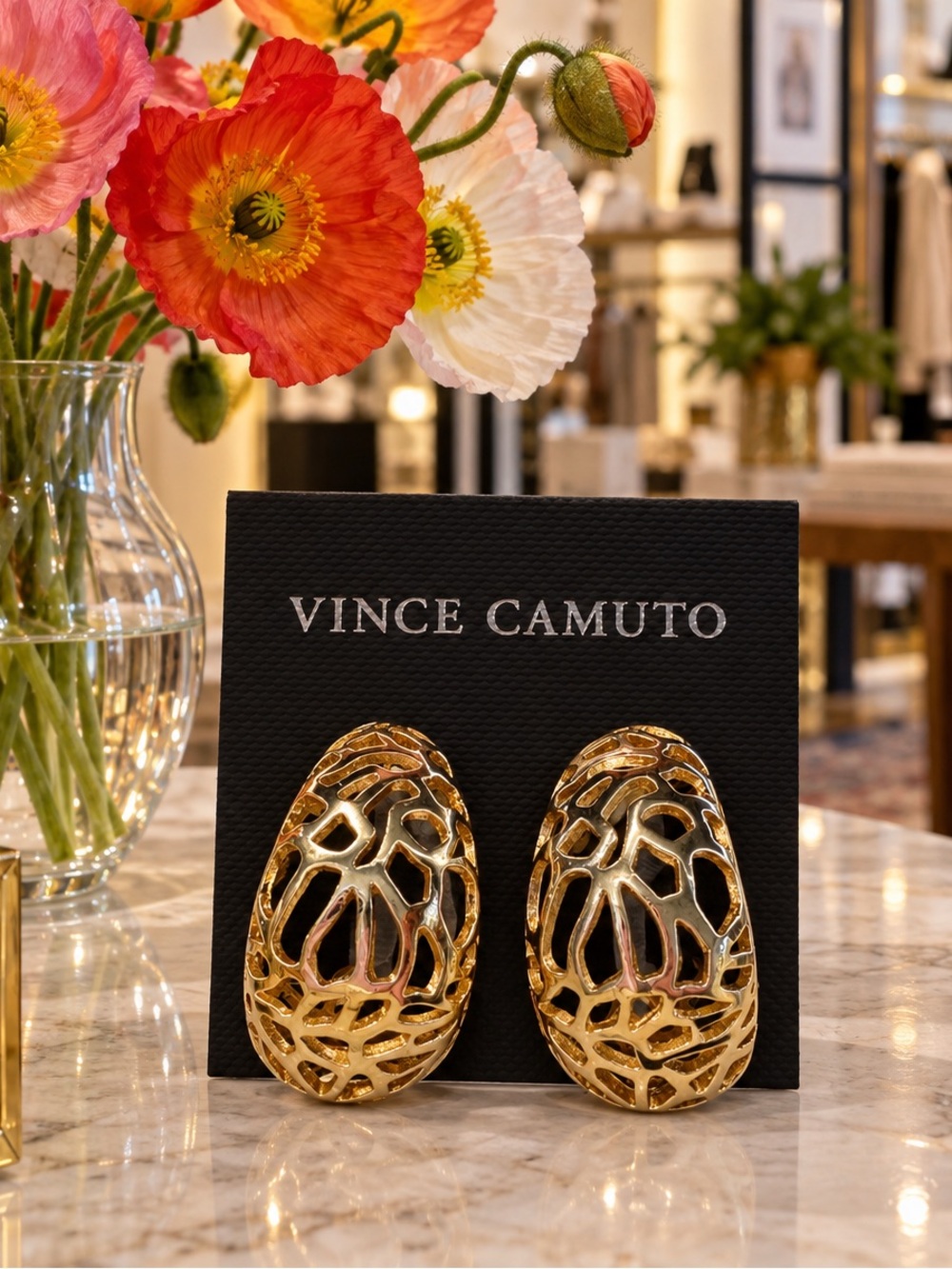 Vincent Camuto Openwork Dome Earrings Gold NWT